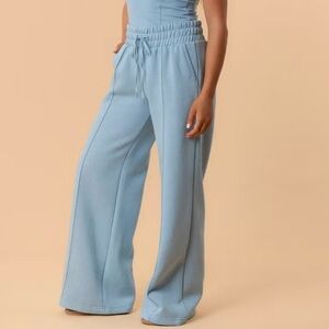 Blogilates Travel Trouser High-Rise Wide Leg Sweatpants Light Bue 2X